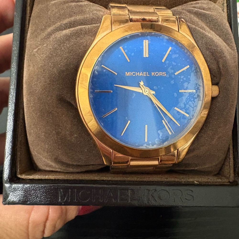 Michael Kors Watch with Gold and Blue Design